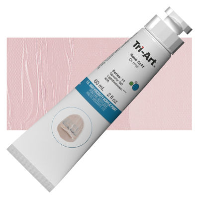 Tri-Art Finest Quality Artist Acrylics - Rose Gold, 60 ml tube with swatch