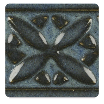 Open in modal - Amaco Potter's Choice Glazes - Blue Midnight PC-12. Color sample in light-dark blue finish contrast.