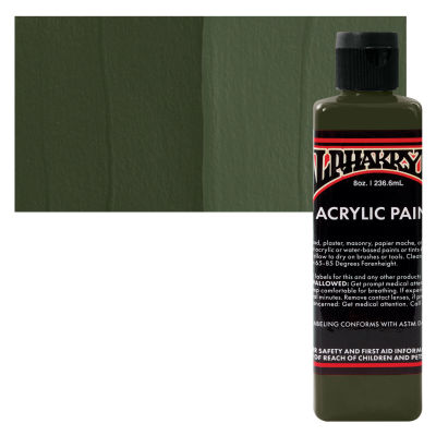 Alpha6 Alphakrylic Acrylic Paint - Army Green, 8 oz (swatch and bottle)