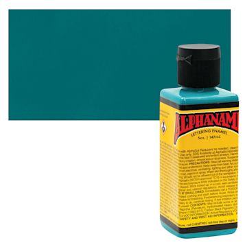 Open in modal - Alpha6 Alphanamel Lettering Enamel - Bright Teal, 147 ml - Bottle and Swatch