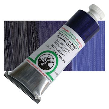 Open in modal - Old Holland Classic Oil Color - Old Holland Blue Violet, 40 ml tube and swatch