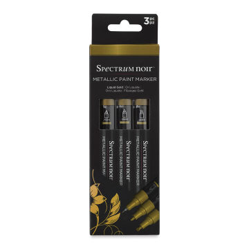 Spectrum Noir Metallic Paint Markers - Liquid Gold, Set of 3 (front of package)