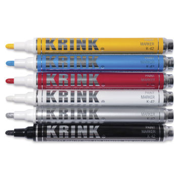 Krink K-42 Paint Markers and Sets - Components of 6 pc set shown horizontally with caps removed