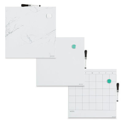 U Brands Dry Erase Tile Boards - Top view of 3 types of Tile boards with markers