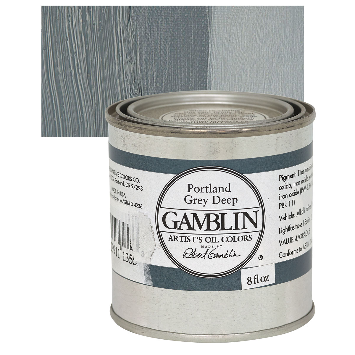 Gamblin Artist's Oil Color - Portland Gray Deep, 8 oz Can | BLICK Art ...