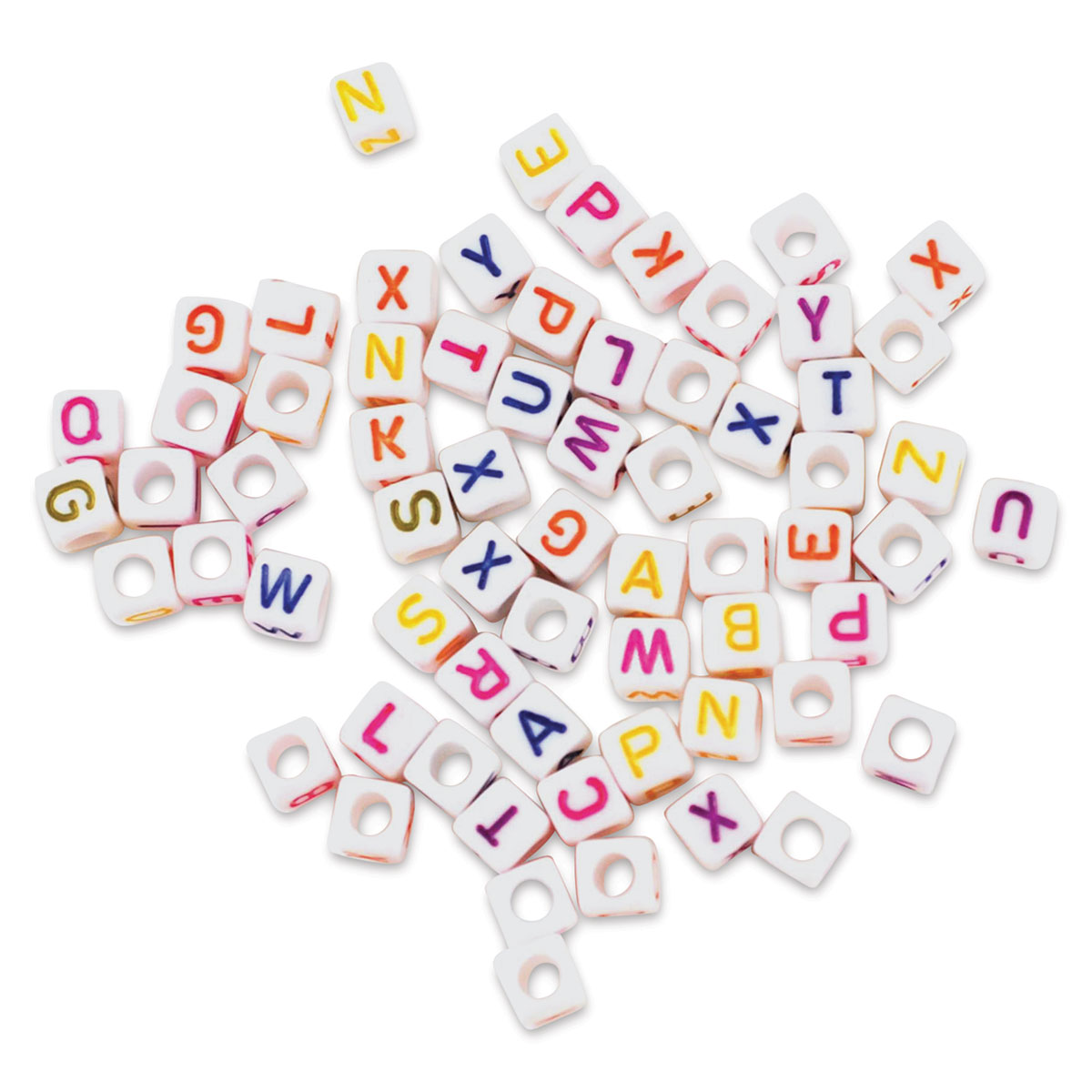 Craft Medley Alphabet Beads - White with Black Letters, Package of 36