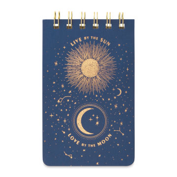DesignWorks Ink Live By The Sun Notepad - Blue Cover with golden sun, moon, and stars