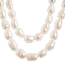 John Bead Earth's Jewels Freshwater Pearls - White, Rice, 6 mm to 6.5 mm (Close-up of pearls)