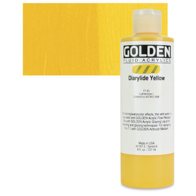 Golden Fluid Acrylics - Diarylide Yellow, 8 oz bottle