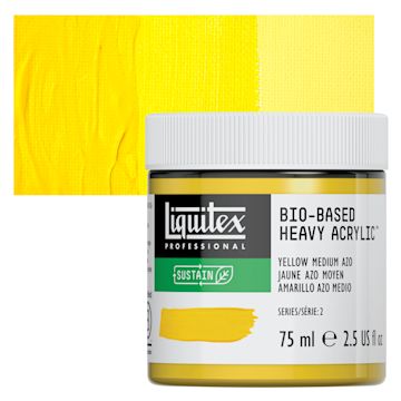 Open in modal - Liquitex Bio-Based Heavy Acrylic Paint - Yellow Medium Azo, 75 ml jar and swatch