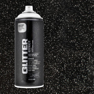 Montana Glitter Effect Spray Paint - Glitter Silver, 11 oz (Spray can with swatch)