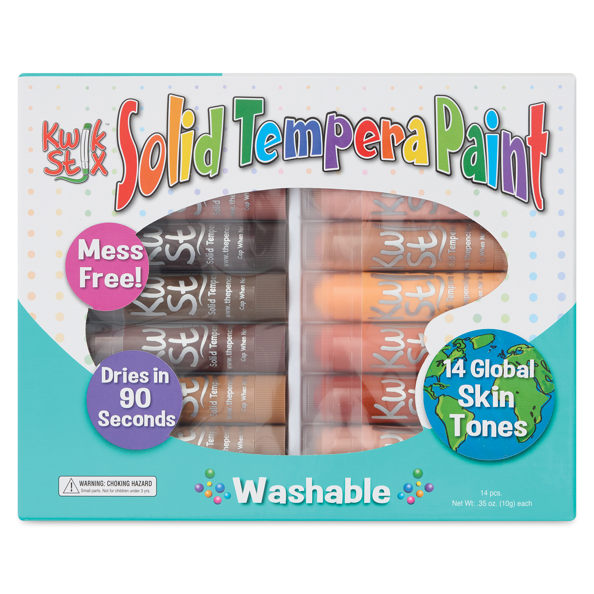 Kwik Stix™ Solid Tempera Paint Sticks, Primary Colors, 6 Per Pack, 6 Packs