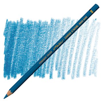 Open in modal - Caran d'Ache Pablo Colored Pencil - Cobalt Blue pencil and swatch