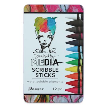 Open in modal - Ranger Dina Wakley Scribble Water-Soluble Pigment Sticks - Set 1, Set of 12 front of package