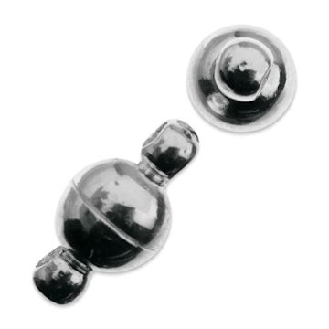 Open in modal - John Bead Must Have Findings Round Magnetic Clasps - Pkg of 2, Silver, 6 mm x 6.5 mm (Close-up of round magnetic clasps)