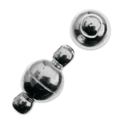 John Bead Must Have Findings Round Magnetic Clasps - Package of 2, Silver, 6 mm x 6.5 mm (Close-up of round magnetic clasps)