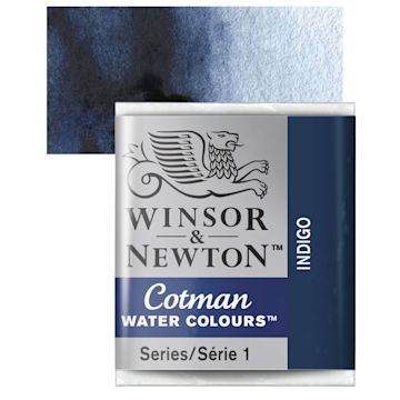 Open in modal - Winsor & Newton Cotman Watercolor Half Pan - Indigo and swatch