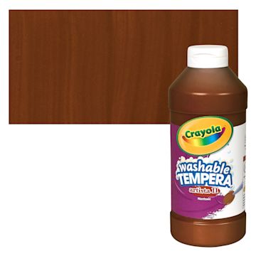 Open in modal - Crayola Artista II Liquid Washable Tempera - Brown, 16 oz - bottle and swatch