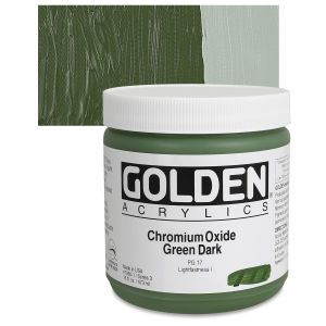 Golden Heavy Body Artist Acrylics - Chromium Oxide Green Dark, 16 oz Jar