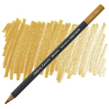Open in modal - Caran D'Ache Museum Aquarelle Pencil - Yellow Ochre pencil and swatch
