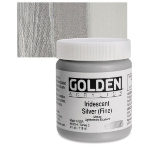 Golden Heavy Body Artist Acrylics - Iridescent Silver (Fine), 4 oz Jar