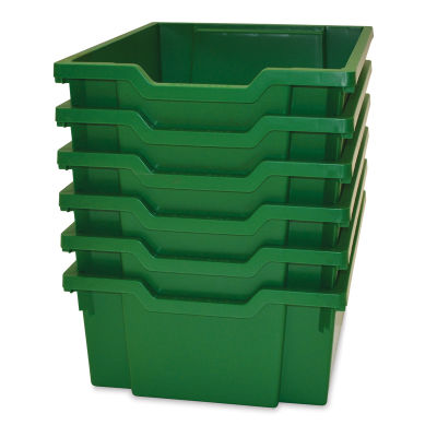 Gratnells Trays - Set of 6 stacked Grass Green F2 Deep trays shown