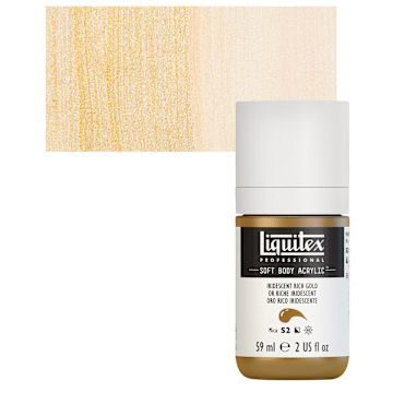 Open in modal - Liquitex Soft Body Artist Acrylic - Iridescent Rich Gold, 59 ml bottle and swatch