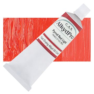 Open in modal - CAS AlkydPro Fast-Drying Alkyd Oil Color - Pyrrol Red Light, 70 ml tube and swatch