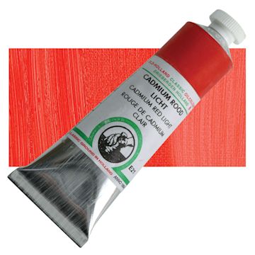 Open in modal - Old Holland Classic Oil Color - Cadmium Red Light (CL), 40 ml tube and swatch