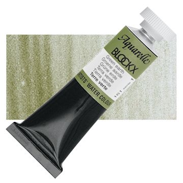 Open in modal - Blockx Artists' Watercolor - Green Earth, 15 ml tube and swatch