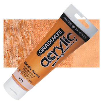 Open in modal - Daler-Rowney Graduate Acrylic Paint - Metallic Brown, 120 ml tube and swatch