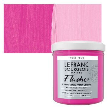 Lefranc & Bourgeois Flashe Vinyl Paint - Fluorescent Pink, 125 ml jar with swatch