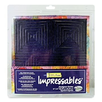 Open in modal - Gel Press Impressables - Front of package of 12" Squares in Squares Plate