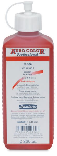 Aero Color Professional Airbrush Colors - Front of 250 ml Scarlet bottle
