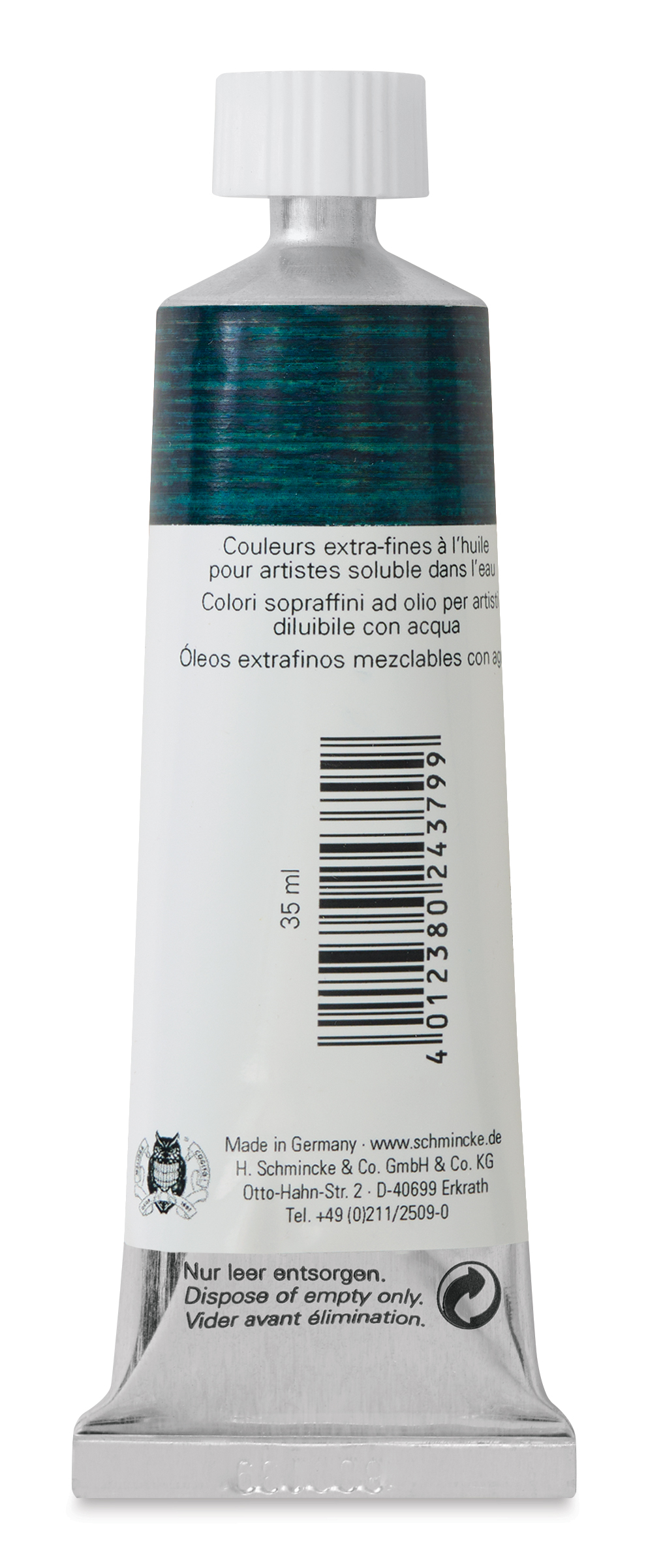 Schmincke Norma Blue Water-Mixable Oil Paint - Phthalo Green, 35 ml