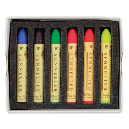 6 Pastels à L'Huile Fluorescents Sennelier - Artiste Qualité - Couleurs Vibrantes