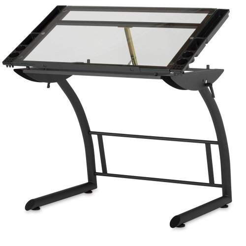 Studio Designs Triflex Drawing Table - Charcoal Frame, Clear Glass