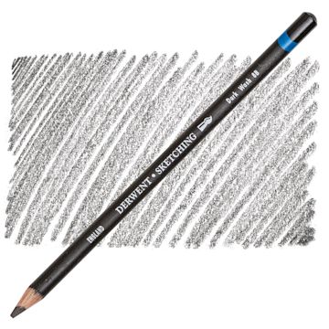 Open in modal - Derwent Water Soluble Sketching Pencil - 8B (Dark Wash) pencil and swatch