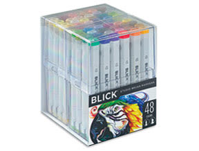 BLICK Alcohol Brush Tip Markers - 96 MARKERS, w/ Storage Tote - Preowned