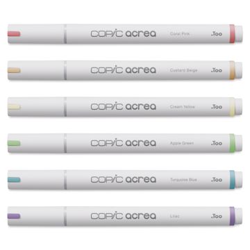 Open in modal - Copic Acrea Paint Markers - Light Colors, Set of 6, markers laid out