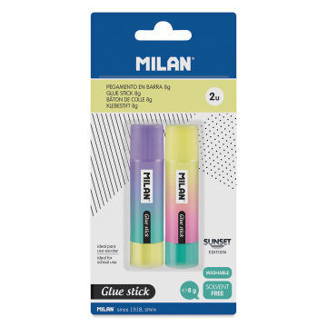Milan Sunset Series Glue Sticks, front of packaging