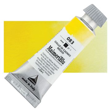 Open in modal - Maimeri Blu Artist Watercolor - Cadmium Yellow Medium, 12 ml Tube and swatch