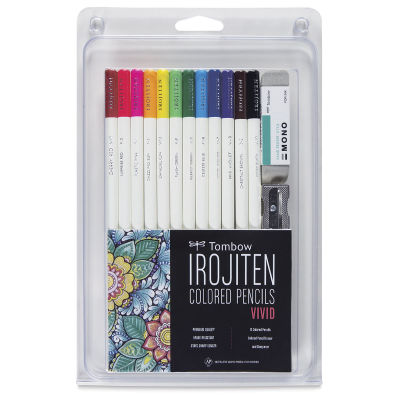 Tombow Irojiten Color Pencils and Sets - Front of package of 12 pc Vivid Colors Set