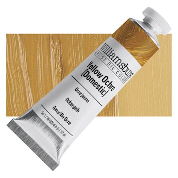 Open in modal - Williamsburg Handmade Oil Paint - Yellow Ochre Domestic, 37 ml tube and swatch