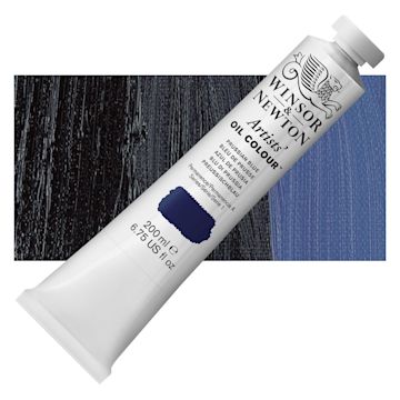 Open in modal - Winsor & Newton Artists' Oil Color - Prussian Blue, 200 ml tube and swatch