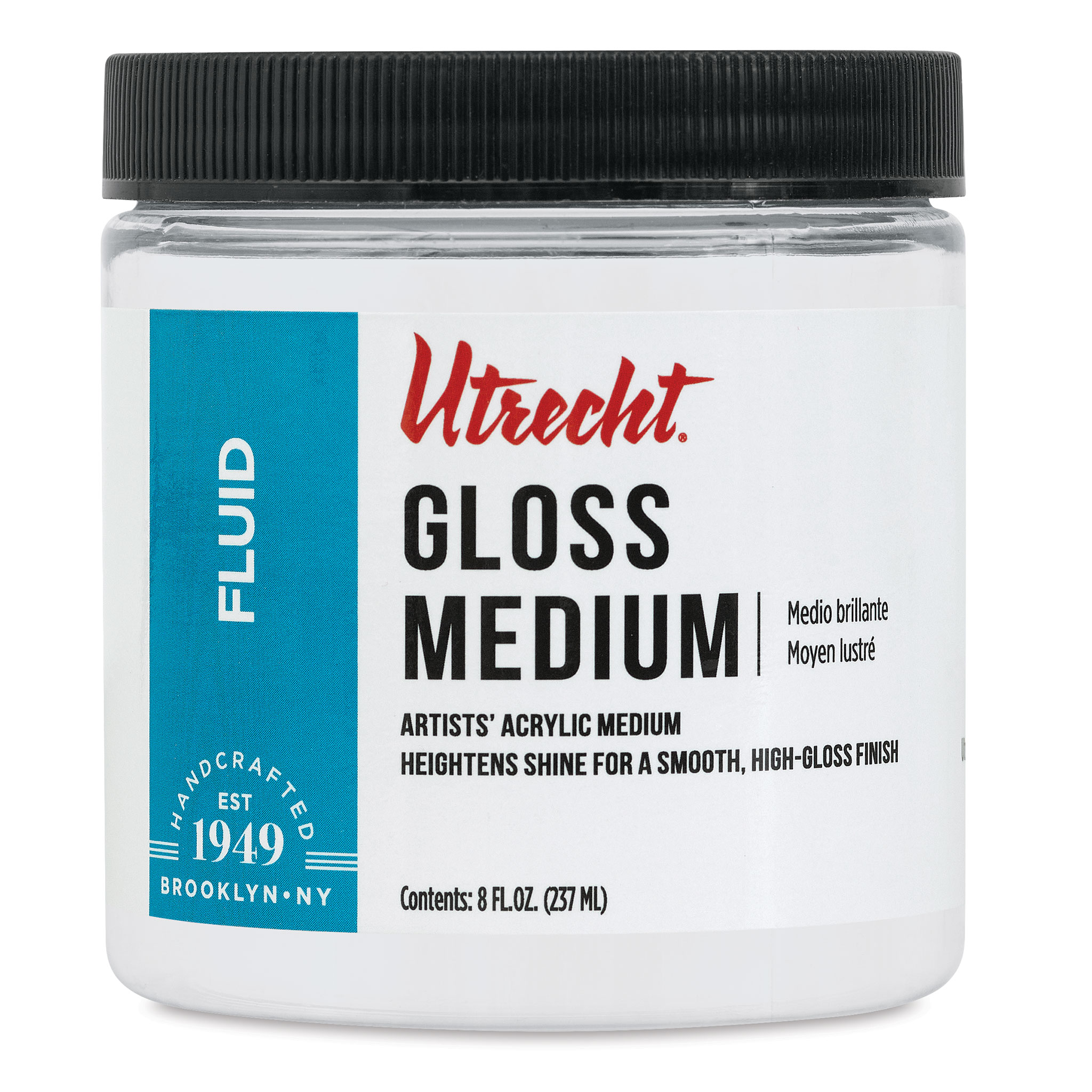 Utrecht Artists' Acrylic Fluid Medium - Gloss Medium, 4 oz Jar