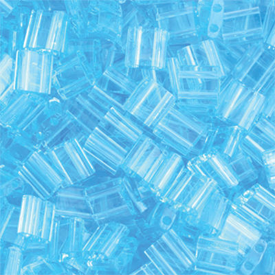 John Bead Miyuki Tila Beads - Aquamarine, Transparent, 5 mm x 5 mm (Close-up of beads)