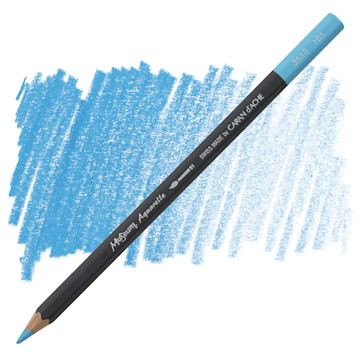 Open in modal - Caran D'Ache Museum Aquarelle Pencil - Light Blue pencil and swatch