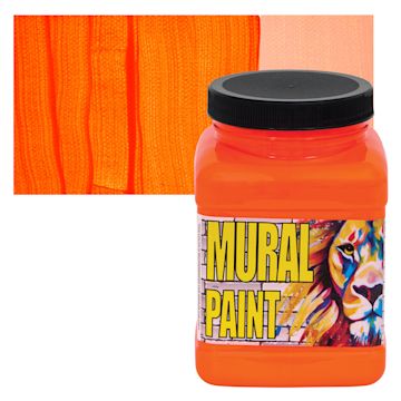 Open in modal - Chroma Acrylic Mural Paint - Toxic Orange, 16 oz Jar and swatch