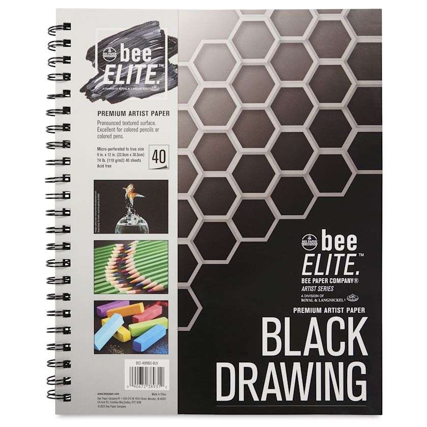 Bee Elite Black Drawing Pad 9" x 12", 74 lb, 40 Sheets BLICK Art